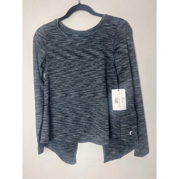 ZYIA Active Size M Tie-Back Split Back Long Sleeve Top Space Dye Gray - Picture 1 of 6